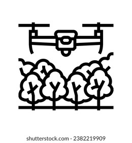 Waldbewirtschaftung Drohnensymbol Vektorgrafik. Waldmanagement-Schild. isoliertes Kontursymbol