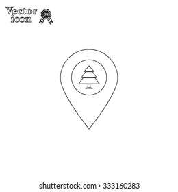 Forest map pin icon, map pointer, vector illustration eps 10