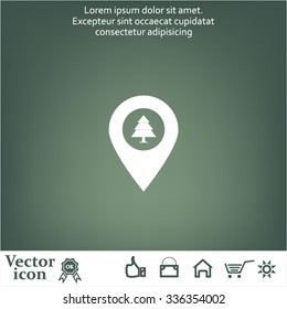 Forest map pin icon, map pointer, vector illustration eps 10