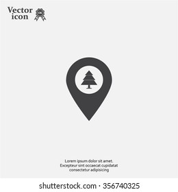 Forest map pin icon, map pointer, vector illustration eps 10