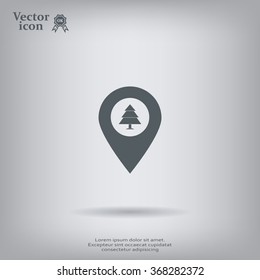 Forest map pin icon, map pointer, vector illustration eps 10