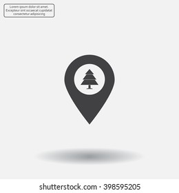 Forest map pin icon, map pointer, vector illustration eps 10
