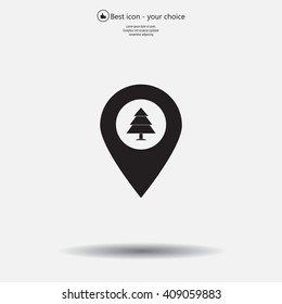 Forest map pin icon, map pointer, vector illustration eps 10