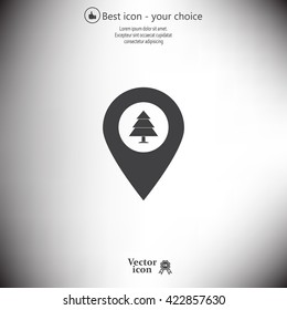 Forest map pin icon, map pointer, vector illustration eps 10