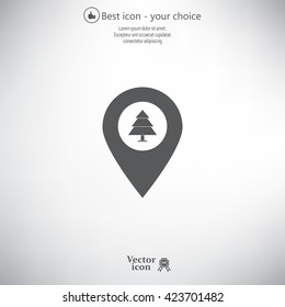 Forest map pin icon, map pointer, vector illustration eps 10