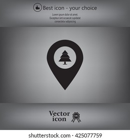 Forest map pin icon, map pointer, vector illustration eps 10