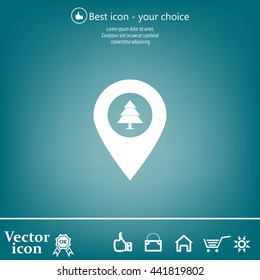 Forest map pin icon, map pointer, vector illustration eps 10