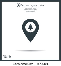 Forest map pin icon, map pointer, vector illustration eps 10