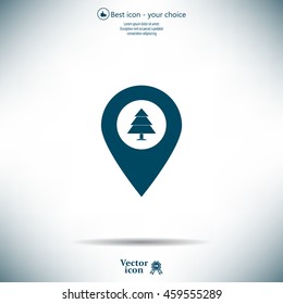 Forest map pin icon, map pointer, vector illustration eps 10