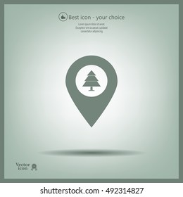Forest map pin icon, map pointer, vector illustration eps 10