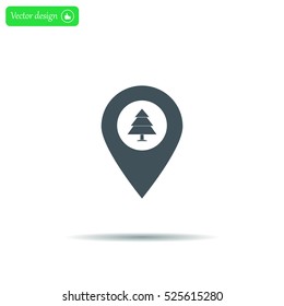 Forest map pin icon, map pointer, vector illustration eps 10