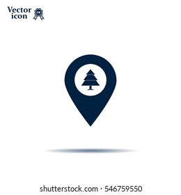 Forest map pin icon, map pointer, vector illustration eps 10