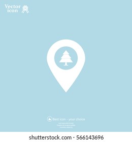 Forest map pin icon, map pointer, vector illustration eps 10