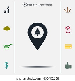 Forest map pin icon, map pointer, vector illustration eps 10