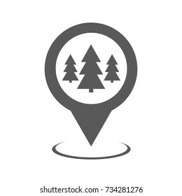 Forest map pointer icon. Simple illustration of forest map pointer vector icon black isolated on white background