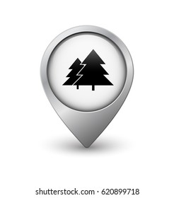 Forest map pointer, white with metal frame and shadow