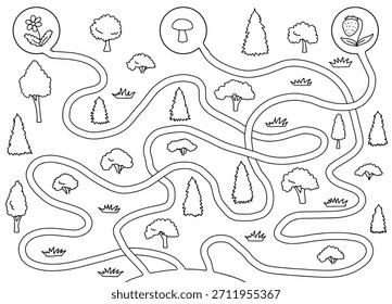 Forest Labyrinth Grafik schwarz weiß Skizze Vektorgrafik 