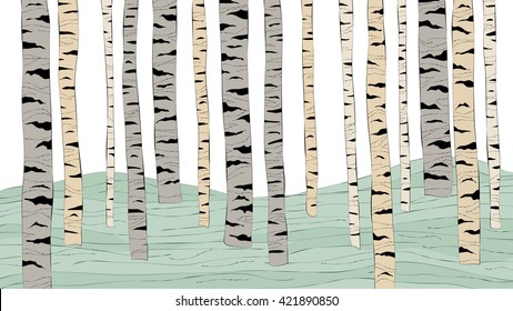 Forest and meadow outline hand draw