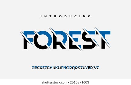 FOREST Modern abstract digital alphabet font. Minimal technology typography, Creative urban sport fashion futuristic font