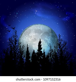 Forest Moon Realistic Composition
