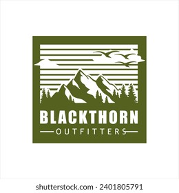 Forest, Mountain Adventure Badge Vector Logo Template Set