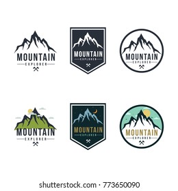 Forest, Mountain Adventure Badge Vector Logo Template Set