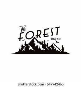Forest, Mountain Adventure Black And White Badge Vector Design, Logo, Sign, Icon Template