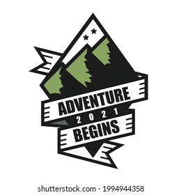 Forest, Mountain Adventure, Deer Hunter Badge Vector Logo,Sign, Icon Template. Outdoor activity, jungle, hill hiking and into the wild theme badge for backpackers.