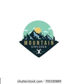 Forest, Mountain Adventure, Deer Hunter Badge Vector Design Logo, Sign, Icon Template