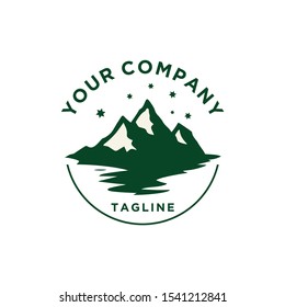 Forest, mountain adventure, retro vector ilustration.