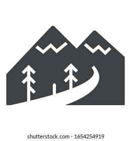 forest mountain black icon on white background