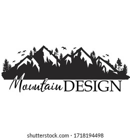 FOREST AND MOUNTAIN DESIGN ILUSTRATION LOGO VECTOR TEMPLATE