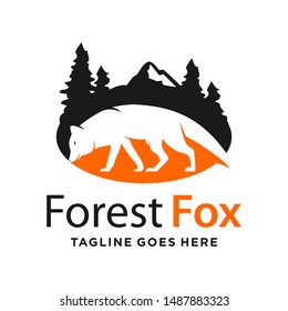 Forest and mountain fox logo design 