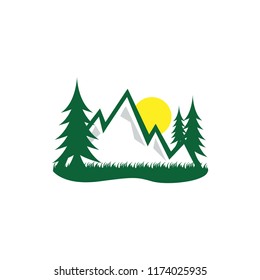 Forest and mountain grapic design template
