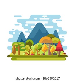 Forest and mountain icon isolated on white background from travel and adventure collection. Forest and mountain icon trendy and modern symbol best for logo, web, app, UI.