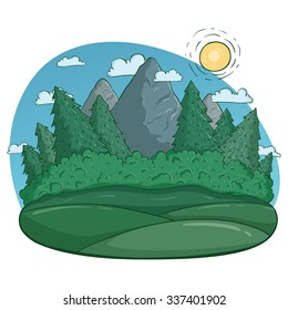 Forest And Mountain Landscape With Good View For Camping And Hiking