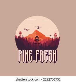 Forest Mountain Landscape Vector Illustration