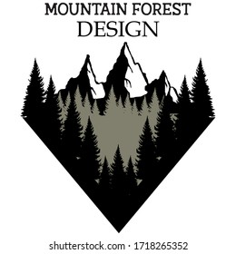 FOREST AND MOUNTAIN LOGO VECTOR DESIGN ILUSTRATION