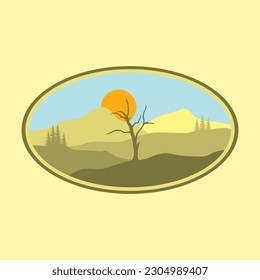 Logo für die Wald- und Bergsicht mit minimalistischer Gestaltung