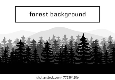 forest mountains in the background. background vector. black and white

