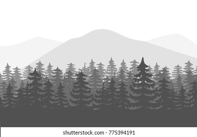 forest mountains in the background. vector background in brown tones.
