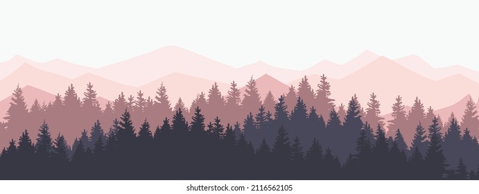 
bosque y montañas, amanecer o puesta de sol en las montañas