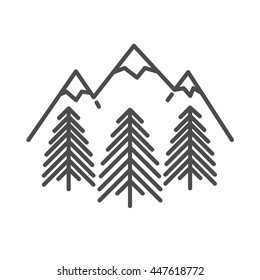 forest and mountains icon thin line design