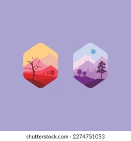 Forest and mountains illustration design,nature background