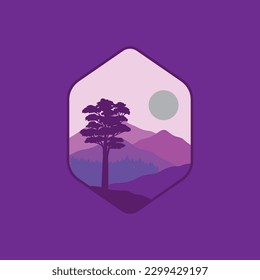 Forest and mountains illustration with minimalistic design