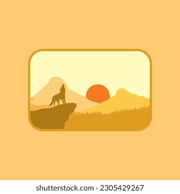 Forest and mountains illustration with minimalistic design
