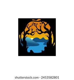 Forest in the mountains logo design