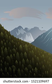 Forest mountains vector illustration background