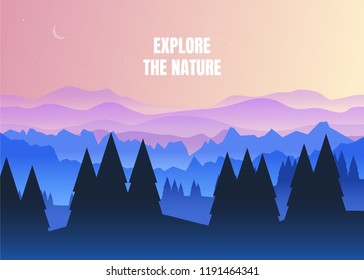 Forest and mountains vector landscape
