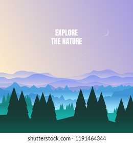 Forest Mountains Vector Landscape Stock Vector (Royalty Free ...